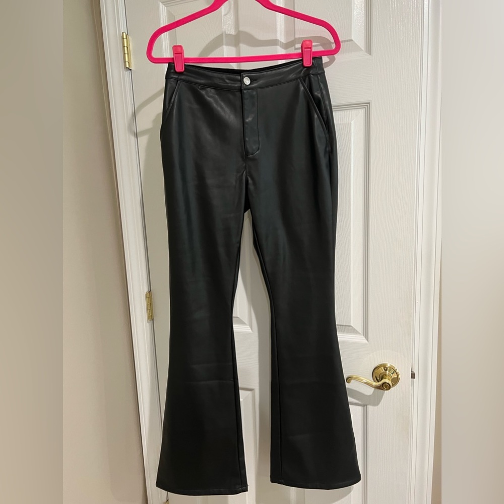 Asos black flare pleather pants. Vegan Leather pants size 6